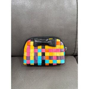 Sharif Studio Woven Leather Coin Purse Multi-Color Bow Detail Made in Brazil